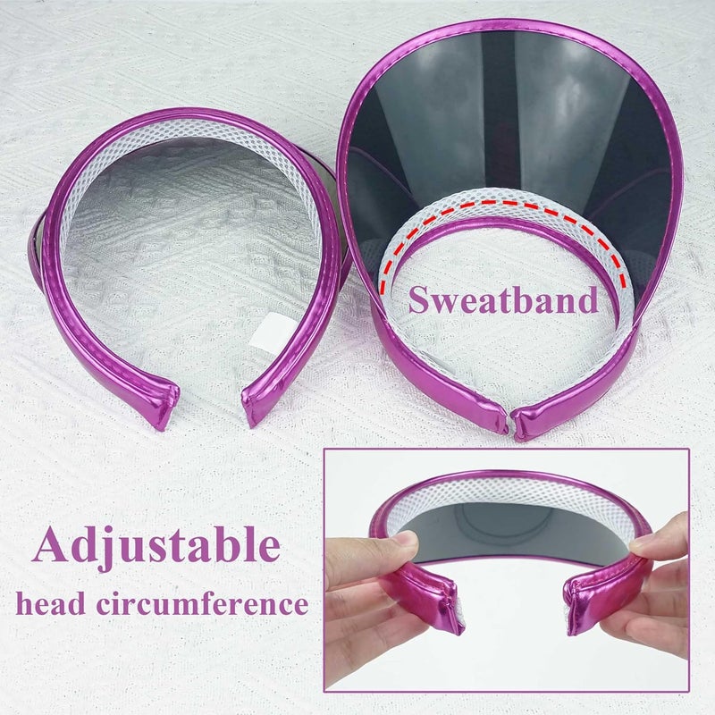 Beevarn Store 2 Pack Sun Visor Hats Women Men Clip-on Iridescent Clear Sport Outdoor Cap - Image 5